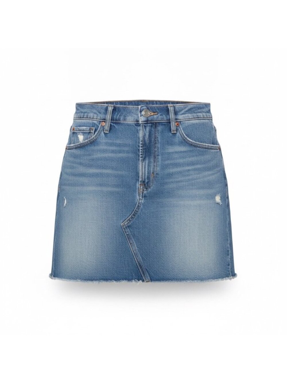 Gap Womens Blue Denim Mini Skirt Distressed Frayed Hem Casual Cotton Size 29